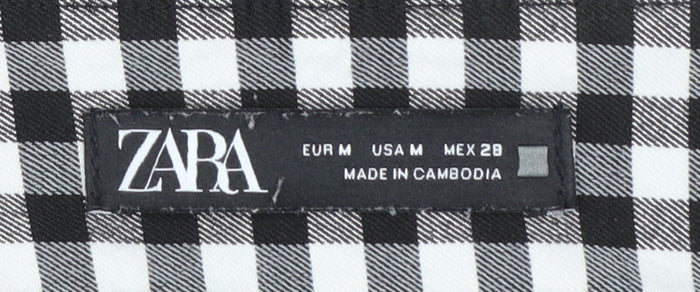 Zara Women Black Check Slim Fit Stretch Leggings Size M