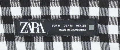 Zara Women Black Check Slim Fit Stretch Leggings Size M