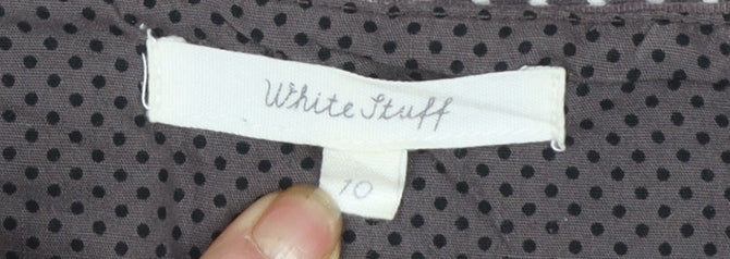 White Stuff Women’s Grey Striped Fit & Flare Cotton Dress Size 10