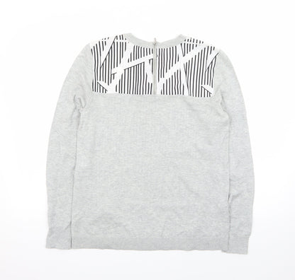 Principles by Ben de Lisi Women's Grey Geometric Long Sleeve Blouse Size 10