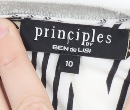 Principles by Ben de Lisi Women's Grey Geometric Long Sleeve Blouse Size 10
