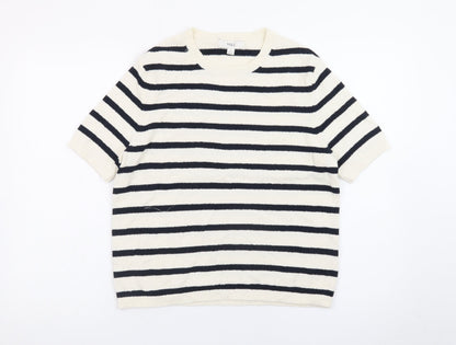 Marks and Spencer Women’s Ivory Striped Short Sleeve Pullover Jumper M
