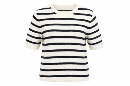 Marks & Spencer Women’s Ivory Striped Short Sleeve Pullover Jumper M