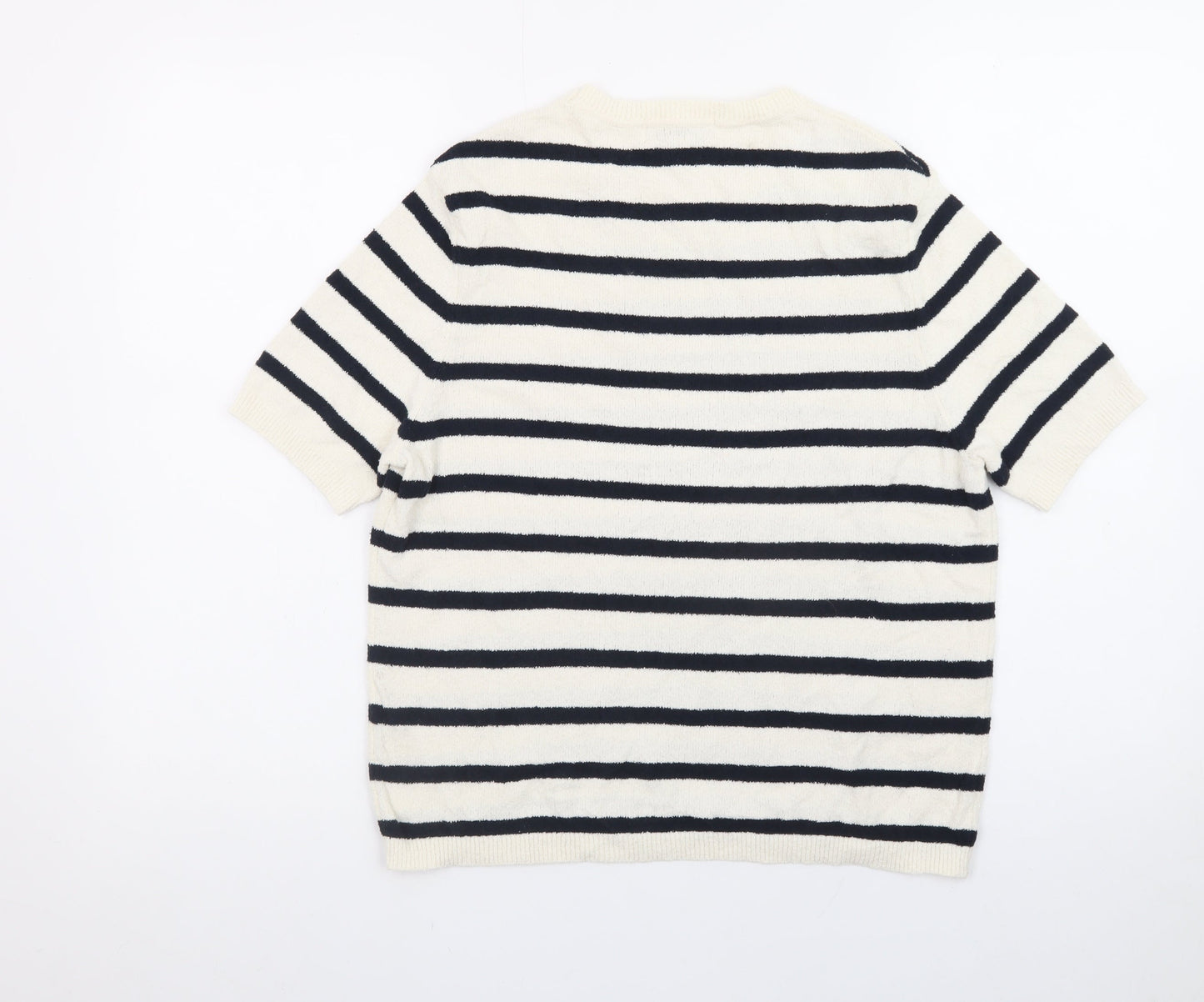 Marks and Spencer Women’s Ivory Striped Short Sleeve Pullover Jumper M