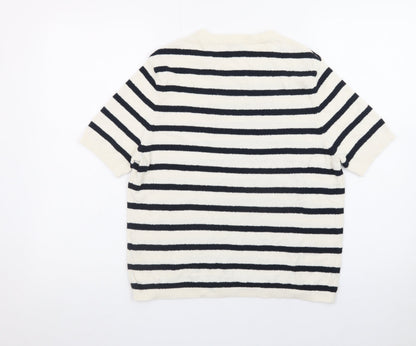 Marks and Spencer Women’s Ivory Striped Short Sleeve Pullover Jumper M