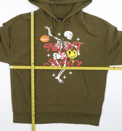 Night Addict Men's Green Graphic Skeleton Pullover Hoodie Size L