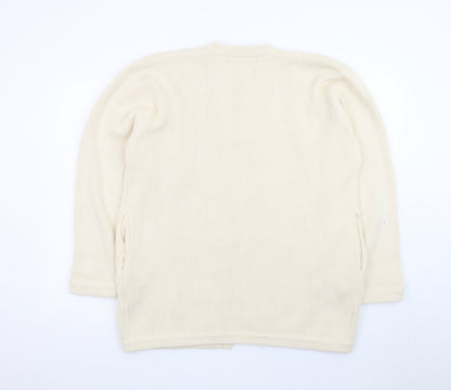 Excel Womens Ivory Cotton Knit Crochet Cardigan S
