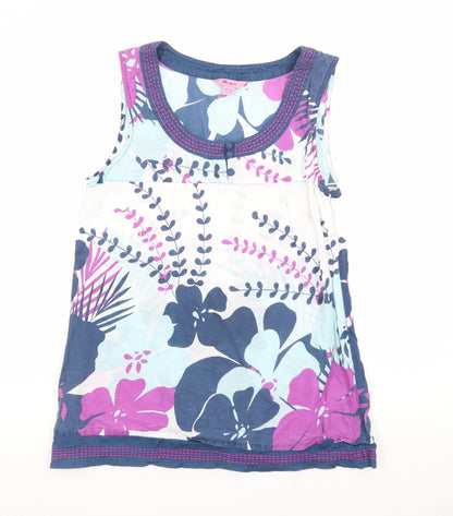 Monsoon Womens Multicoloured Floral Cotton Sleeveless Tunic Top Size 12