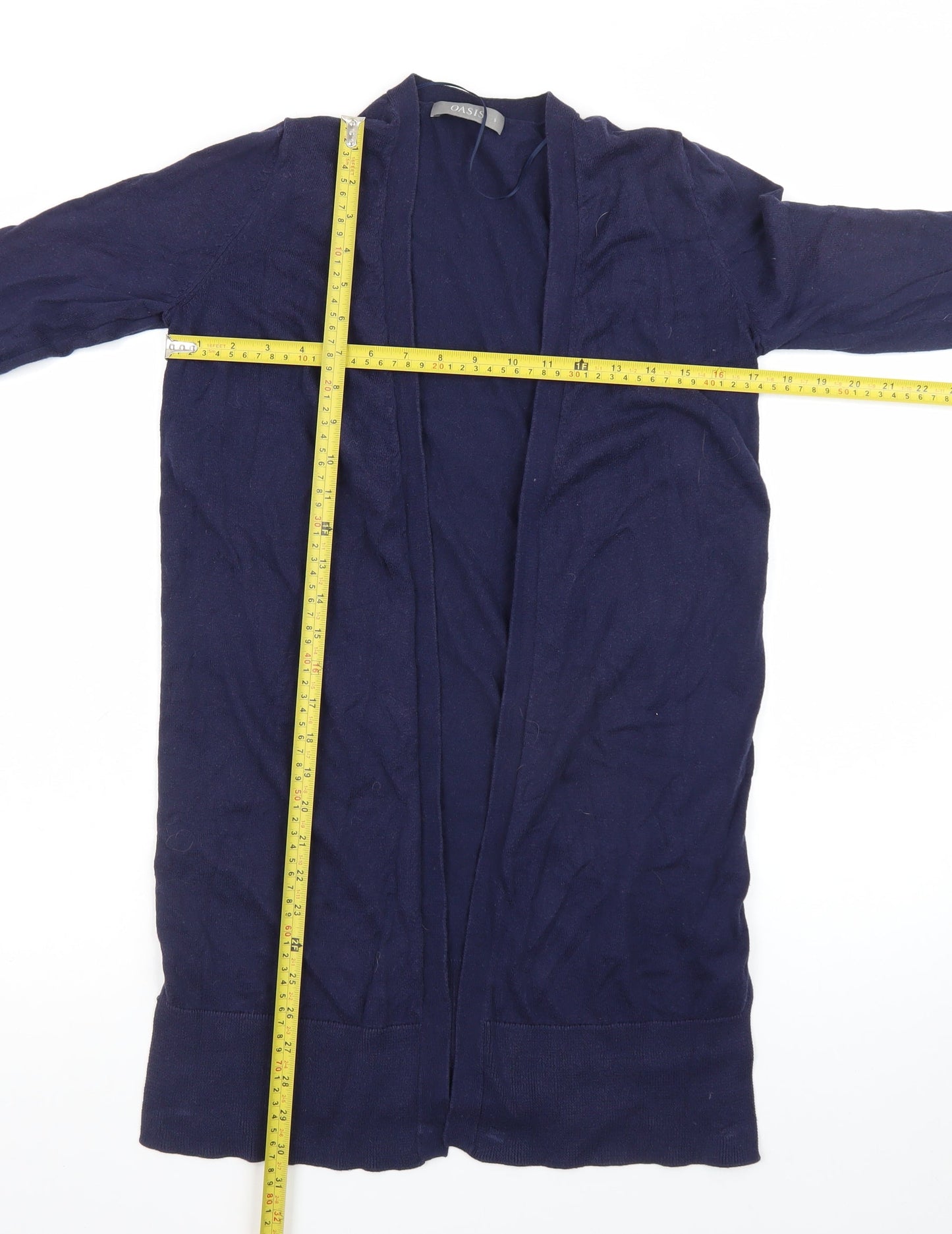 Oasis Women’s Blue Long Sleeve Open Knit Cotton Cardigan Size S