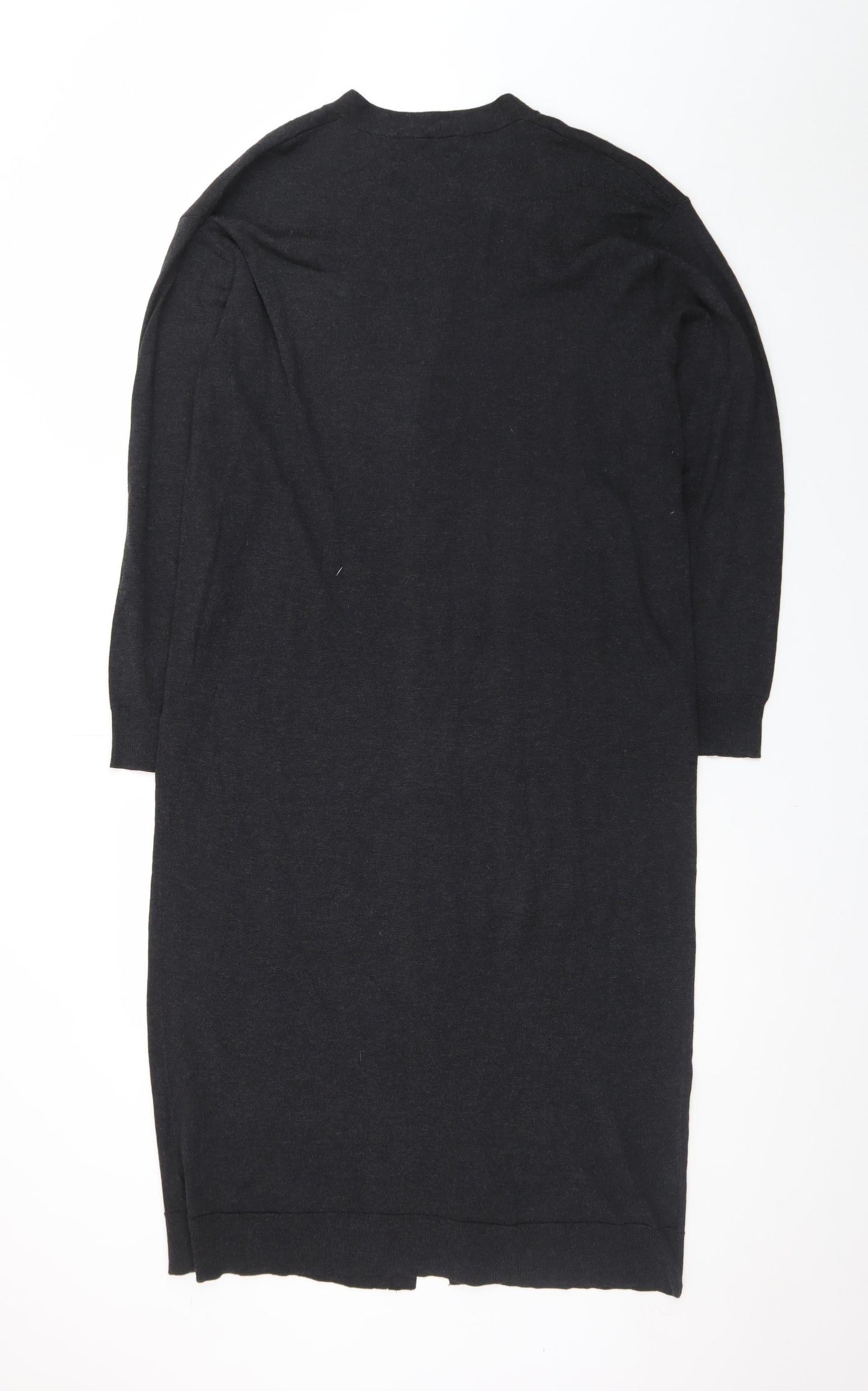 Zara Women Black Knit Midi Shirt Dress Size S Long Sleeve Button Up
