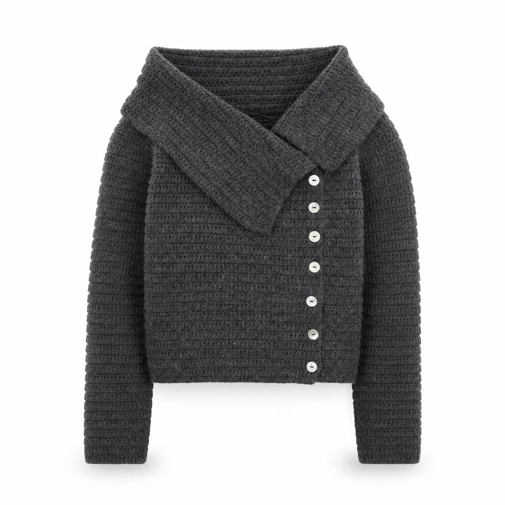 Zara Women’s Grey Wool Blend Collared Button Cardigan Size 10