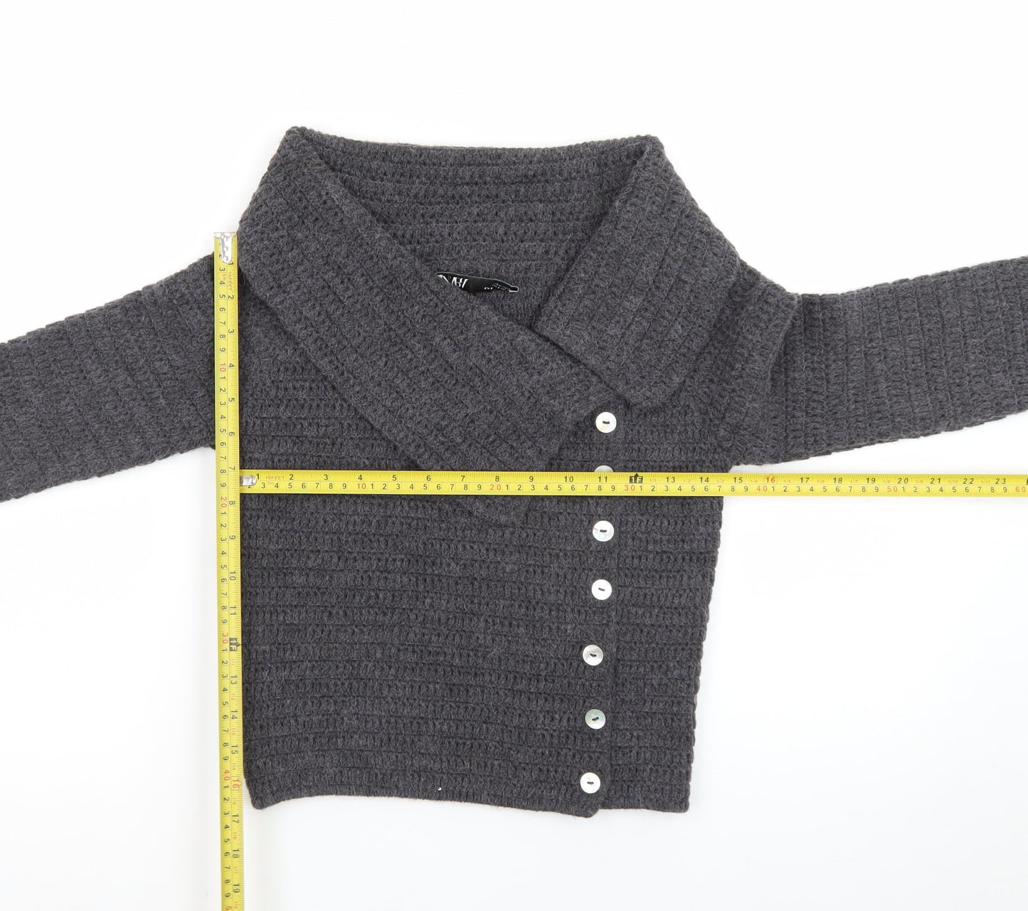 Zara Women’s Grey Wool Blend Collared Button Cardigan Size 10