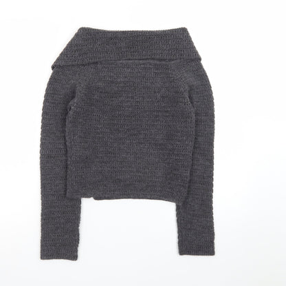Zara Women’s Grey Wool Blend Collared Button Cardigan Size 10