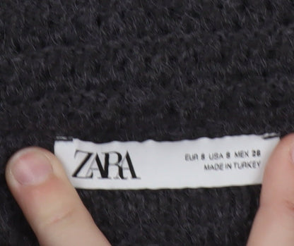 Zara Women’s Grey Wool Blend Collared Button Cardigan Size 10