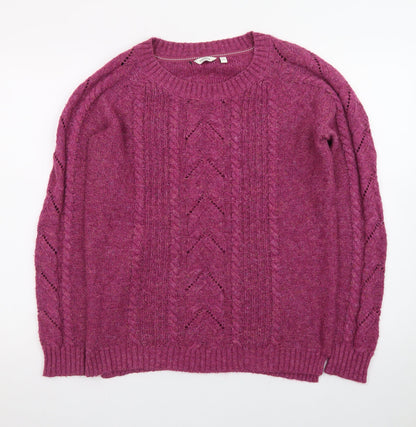 FatFace Women's Purple Wool Blend Cable Knit Jumper Size 12