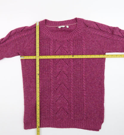 FatFace Women's Purple Wool Blend Cable Knit Jumper Size 12