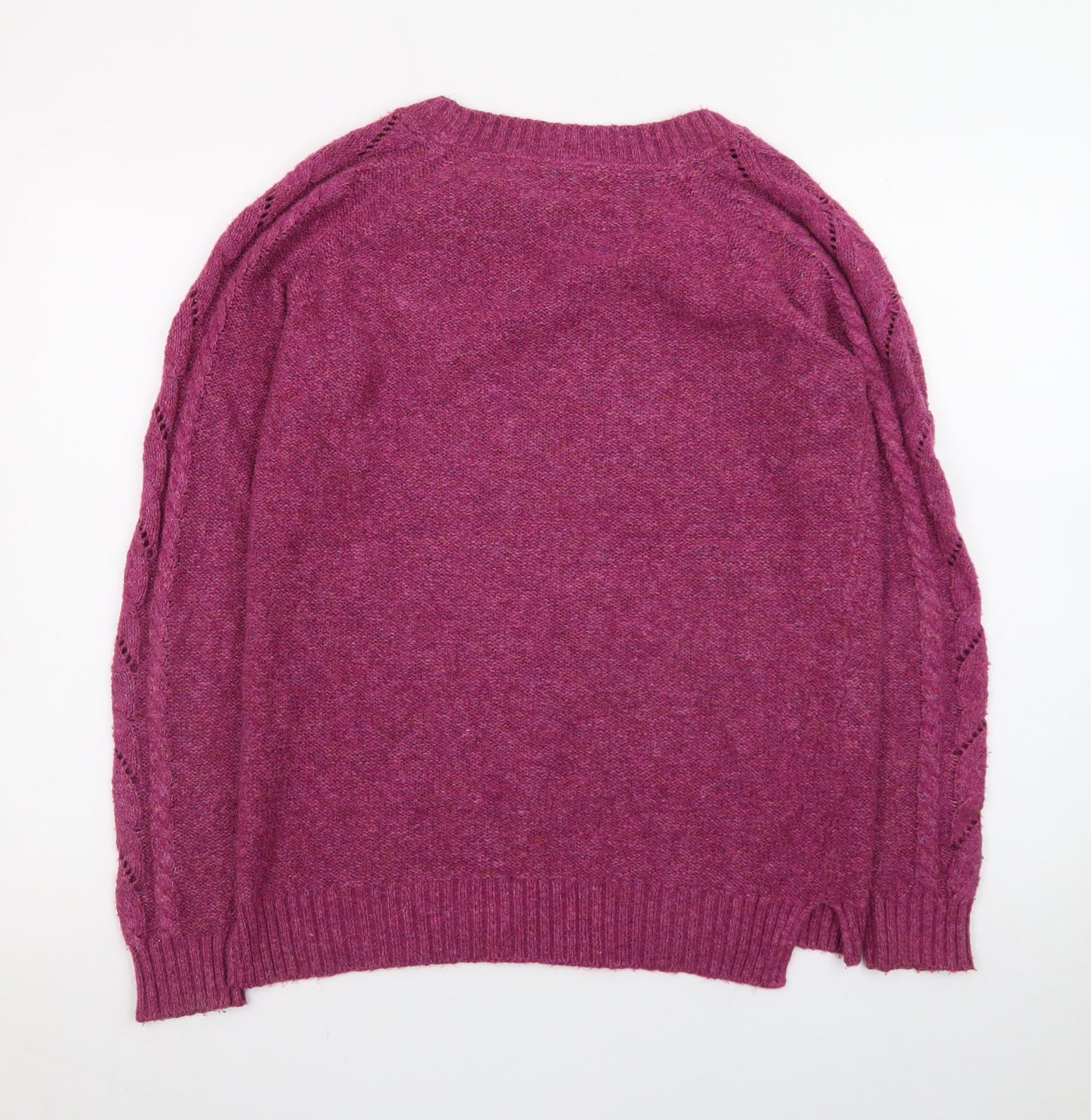 FatFace Women's Purple Wool Blend Cable Knit Jumper Size 12