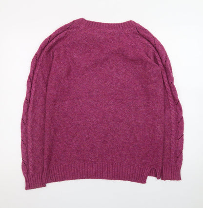 FatFace Women's Purple Wool Blend Cable Knit Jumper Size 12