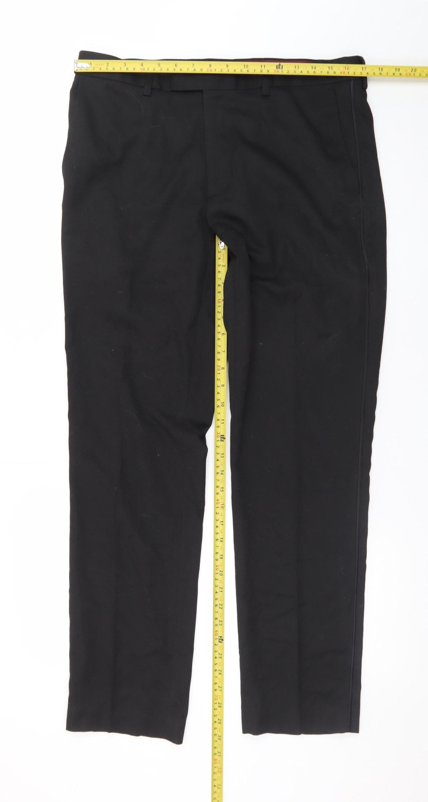 Marks and Spencer Mens Black Slim Fit Dress Trousers 34W 31L
