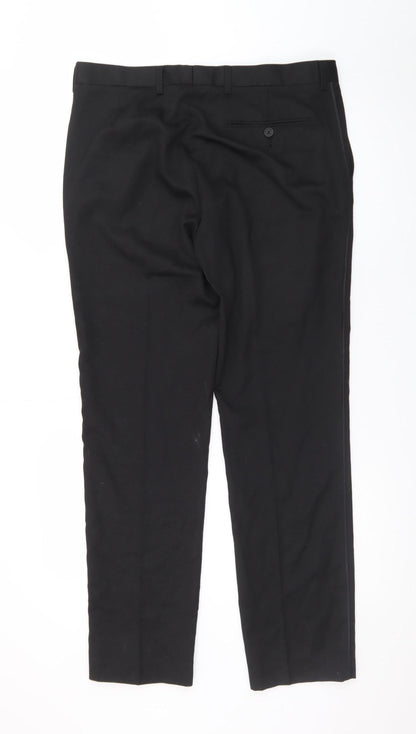Marks and Spencer Mens Black Slim Fit Dress Trousers 34W 31L
