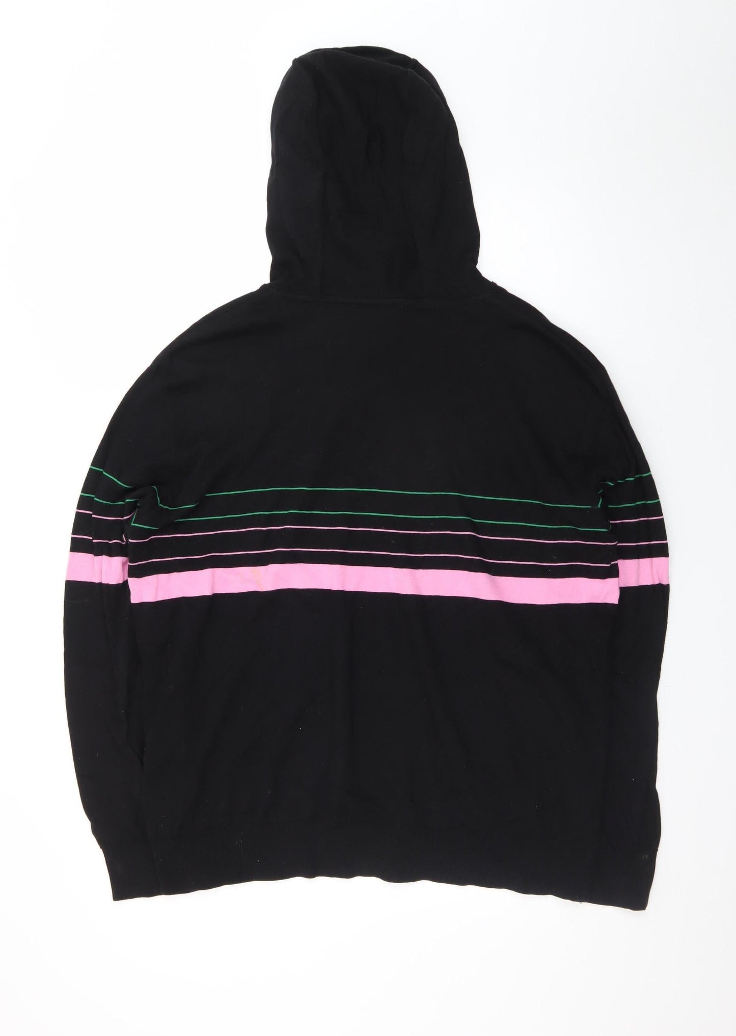 Iceberg Women’s Black Hoodie L Pullover Striped Graphic Logo Cotton Blend