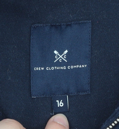 Crew Clothing Company Women Navy 1/2 Zip Sweatshirt Size 16 Cotton Blend