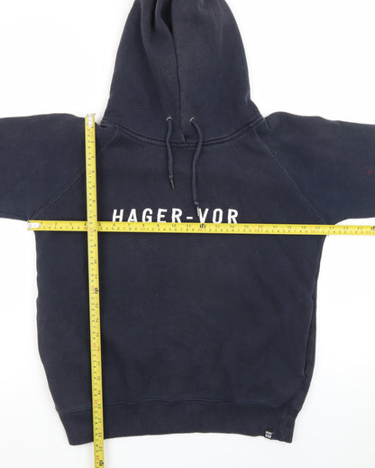 Hager Vor Men’s Blue Pullover Hoodie Medium Fleece Logo Regular Fit