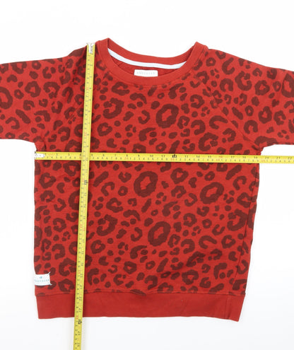 Brakeburn Womens Red Leopard Print Pullover Sweatshirt Size 10
