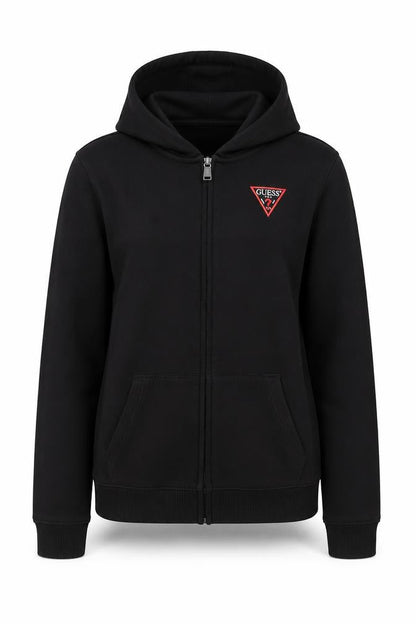 Guess Womens Black Size 12 Full Zip Hoodie Sweatshirt
