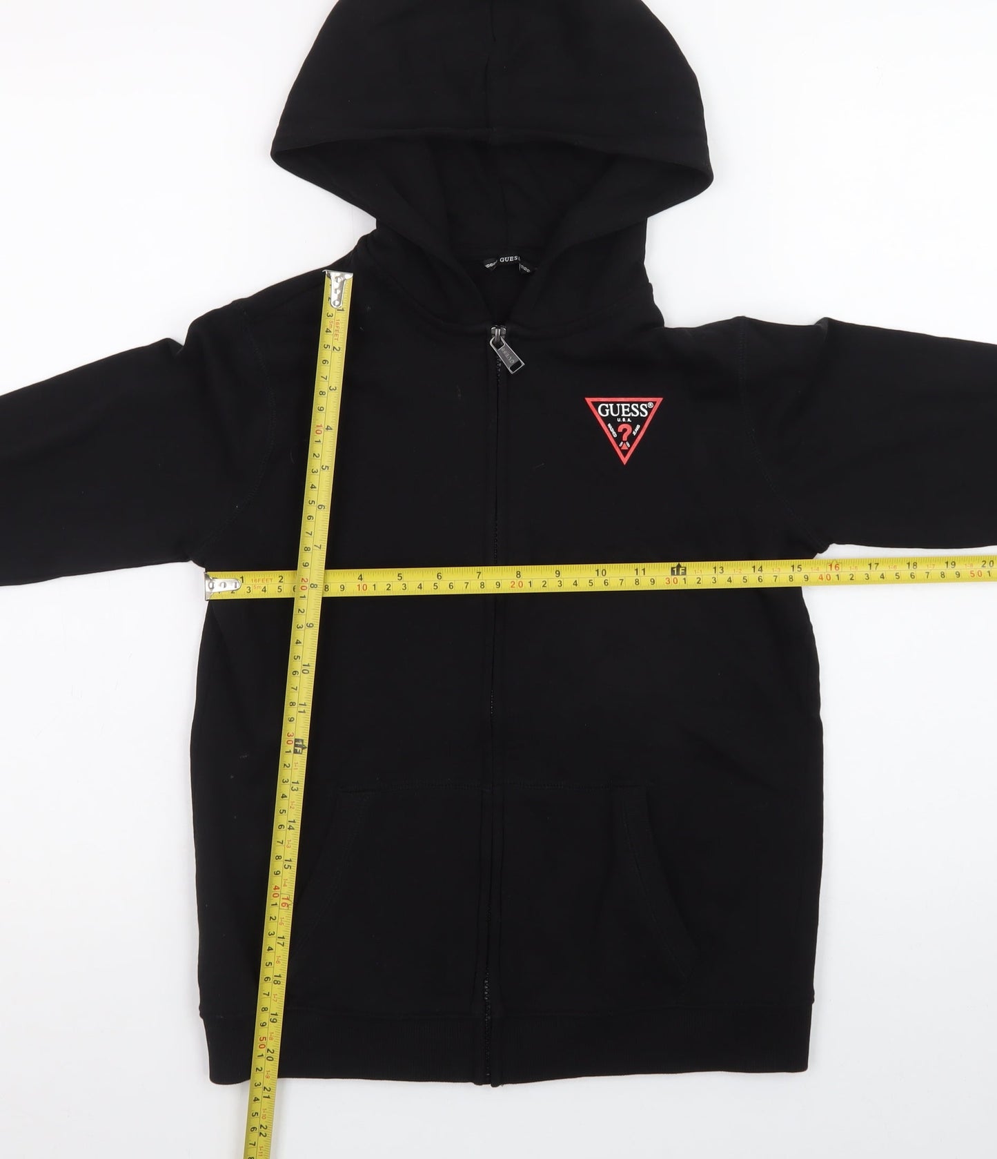 Guess Womens Black Size 12 Full Zip Hoodie Sweatshirt
