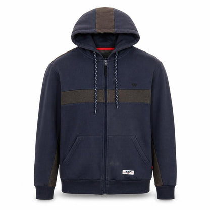 D555 Men’s Blue Full Zip Hoodie L Fleece Lined Casual Sweatshirt