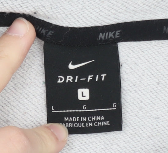 Nike Men's Grey Dri-Fit Pullover Hoodie Size L Sportswear