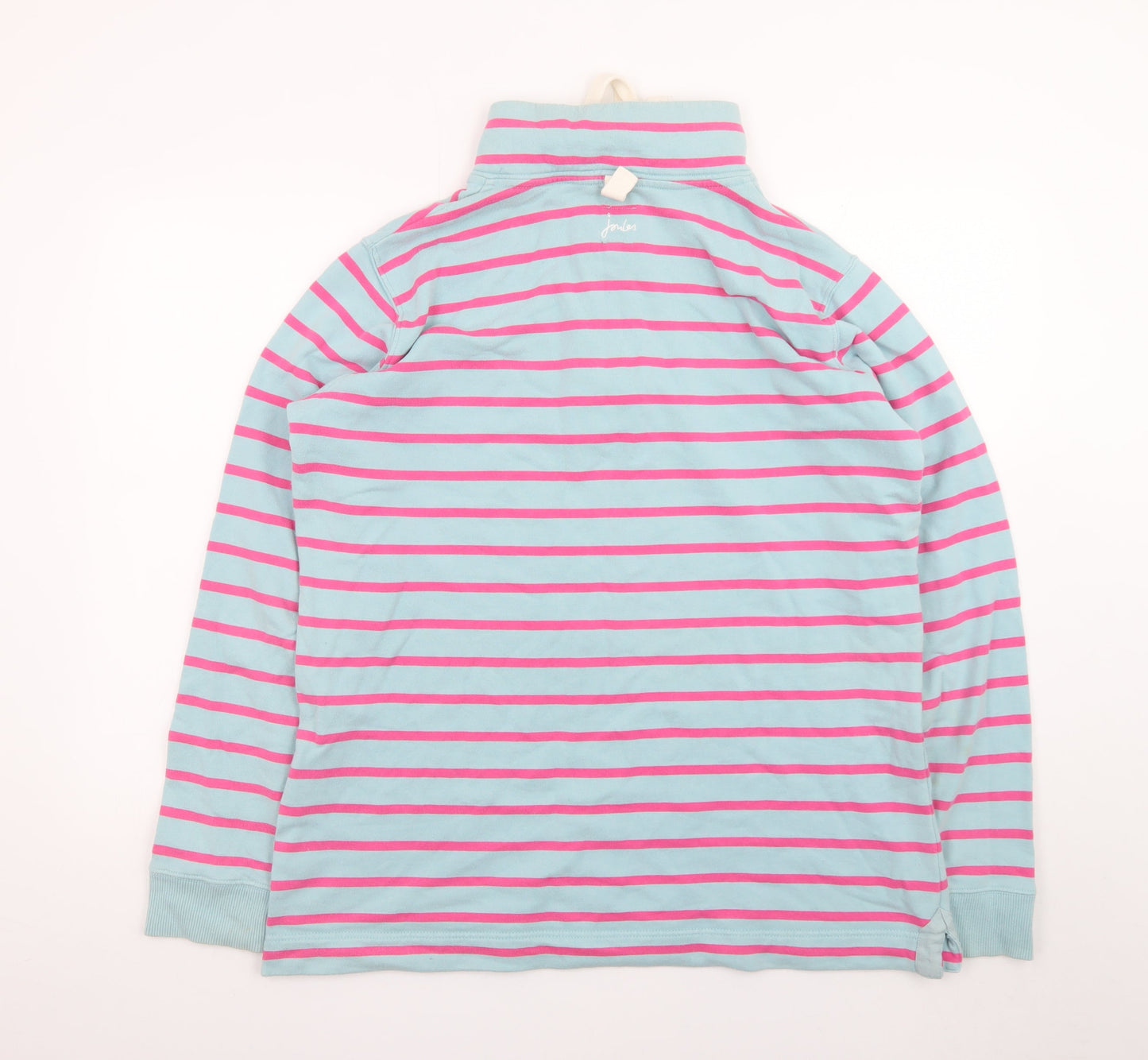 Joules Women's Blue Pink Stripe Henley Pullover Sweatshirt Size 16