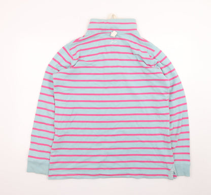 Joules Women's Blue Pink Stripe Henley Pullover Sweatshirt Size 16