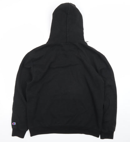 Champion Men's Black Pullover Hoodie Large Fleece Sweatshirt