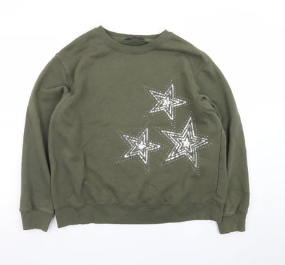 Marks and Spencer Women Green Sequin Star Sweatshirt Size 12