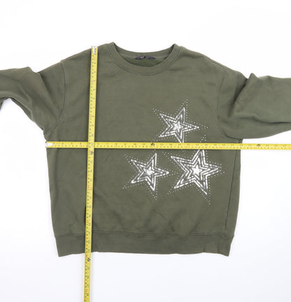 Marks and Spencer Women Green Sequin Star Sweatshirt Size 12