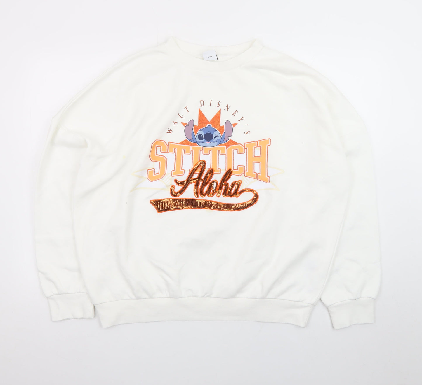 Disney Stitch Aloha White Sweatshirt Women's M 12-14 George