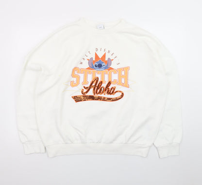 Disney Stitch Aloha White Sweatshirt Women's M 12-14 George