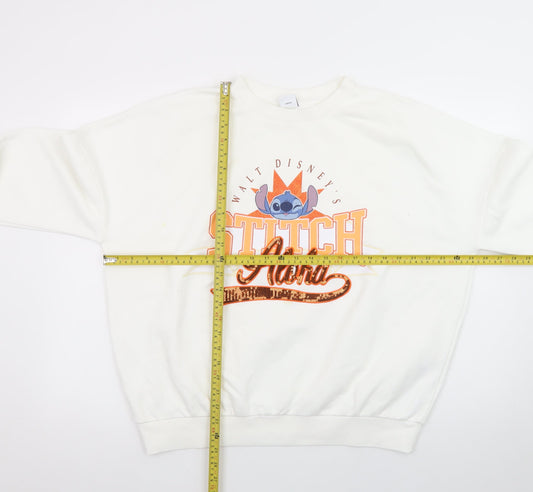 Disney Stitch Aloha White Sweatshirt Women's M 12-14 George