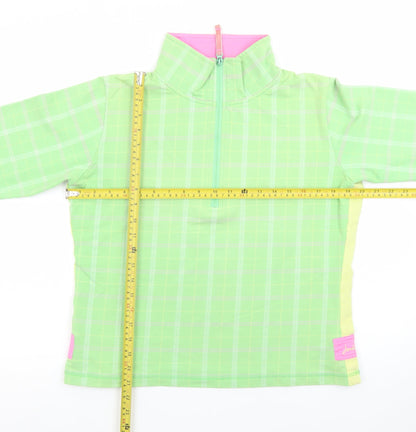 Joules Women’s Green Checked Long Sleeve Zip Neck Top Size 12