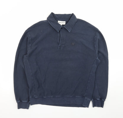 The Couture Club Men's Blue Collared Henley Sweatshirt Size L