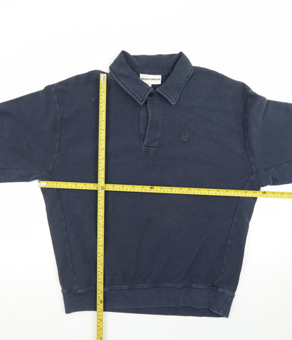 The Couture Club Men's Blue Collared Henley Sweatshirt Size L
