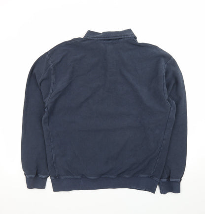 The Couture Club Men's Blue Collared Henley Sweatshirt Size L