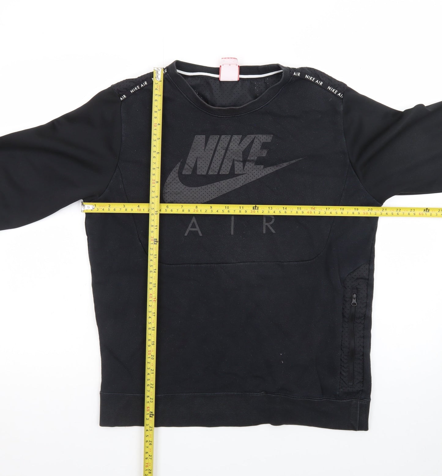 Nike Men Black M Pullover Sweatshirt Crew Neck Logo Zip Detail