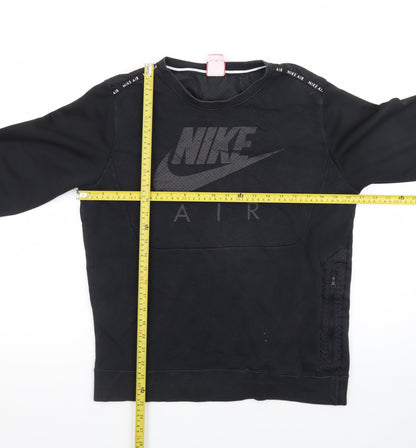 Nike Men Black M Pullover Sweatshirt Crew Neck Logo Zip Detail