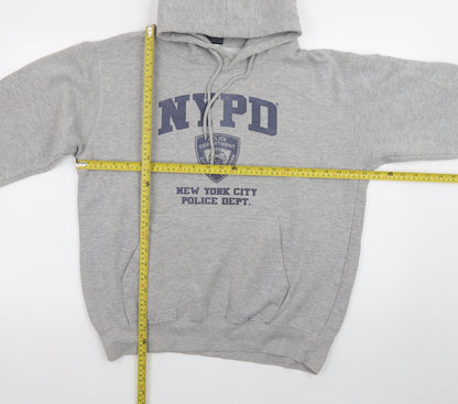 NYPD Mens Grey Pullover Hoodie L Regular Fit Fleece Graphic Print