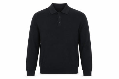 Marks and Spencer Men's Black Cotton Modal Long Sleeve Polo M