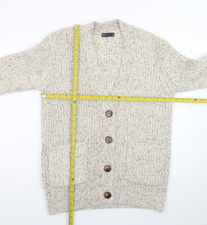 Marks and Spencer Women's Beige Chunky Knit V-Neck Cardigan M