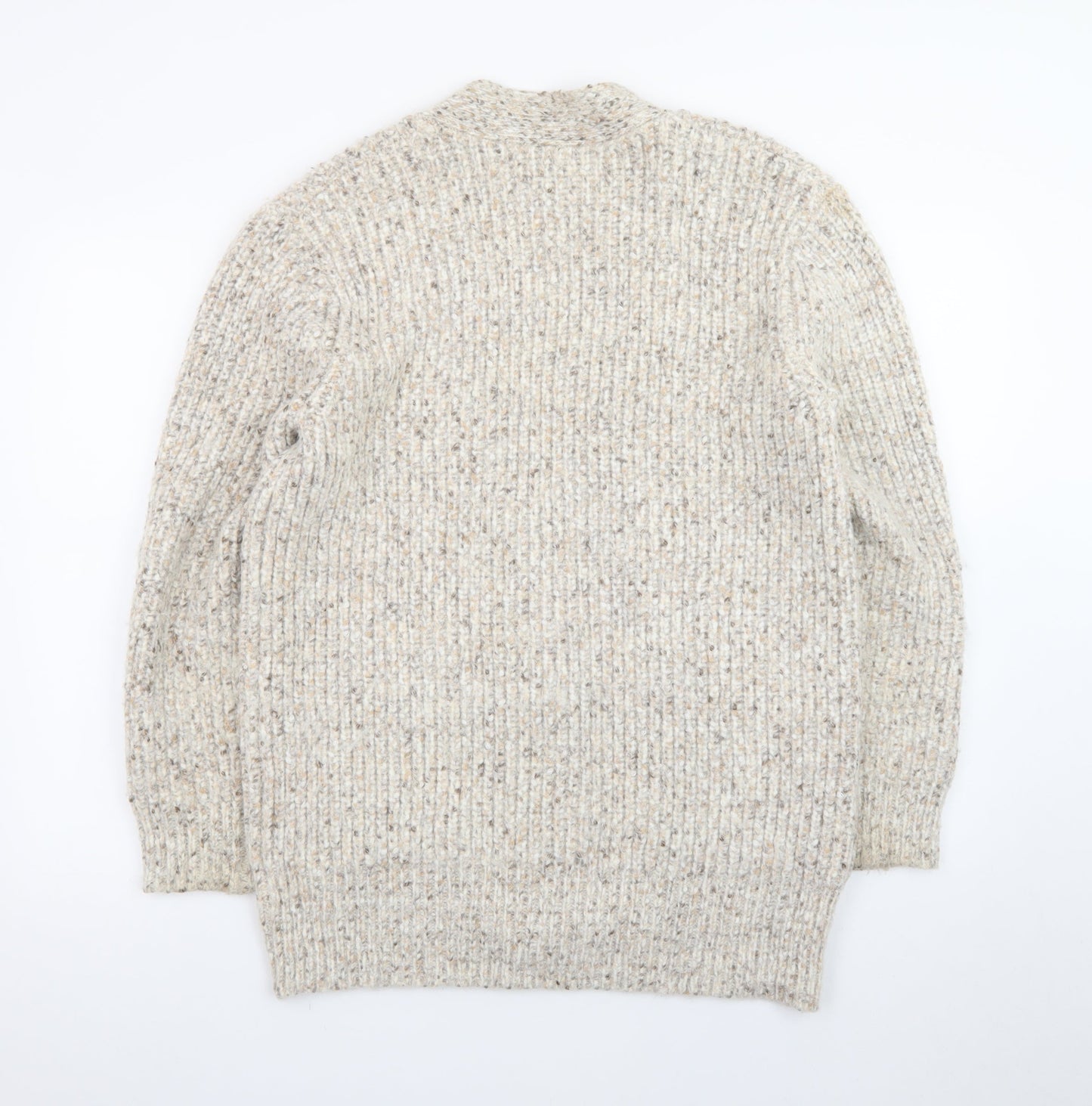 Marks and Spencer Women's Beige Chunky Knit V-Neck Cardigan M